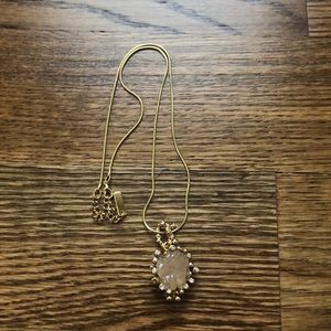 JewelMint gold necklace, pink stone, 16’